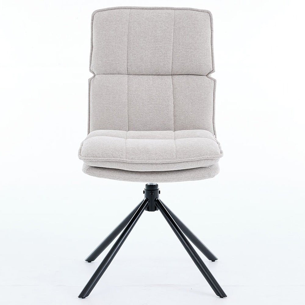 Grey Luxe Panel Stitch Swivel Chair with Metal Legs - The Furniture Warehouse
