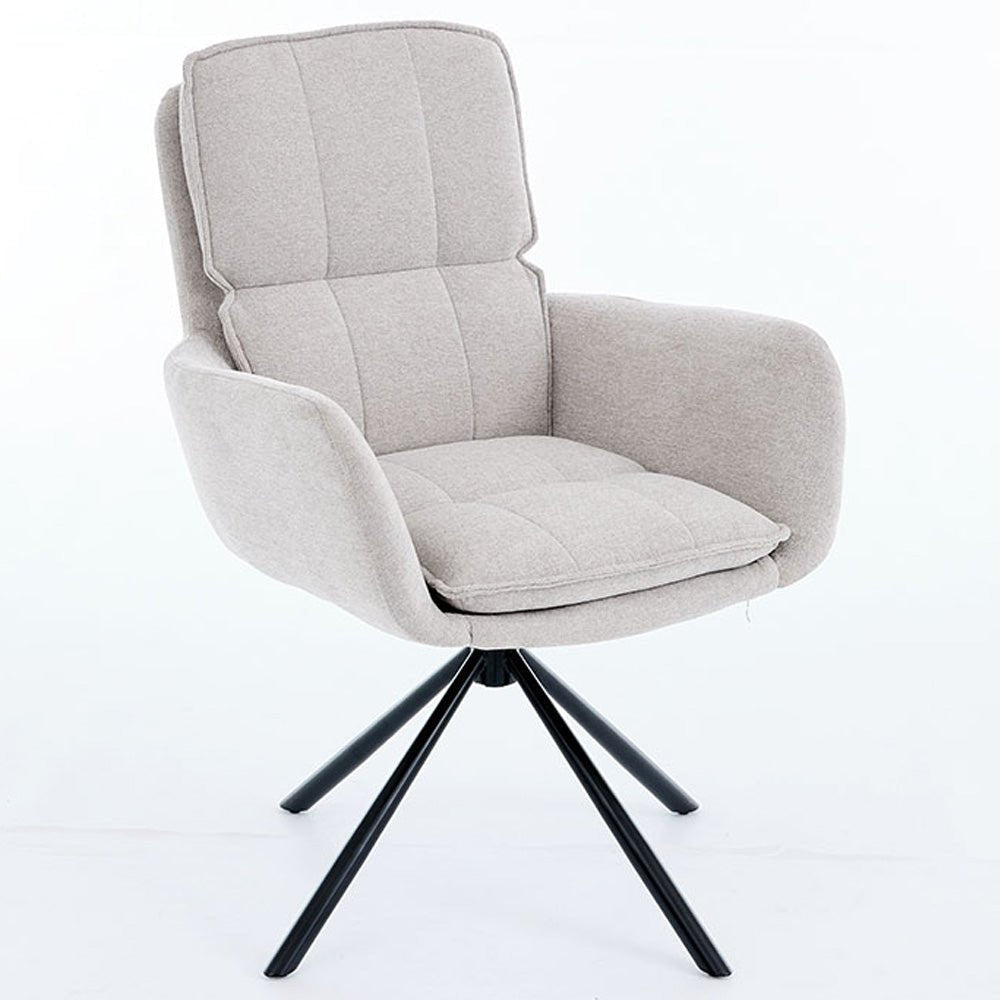 Grey Luxe Panel Stitch Swivel Chair with Metal Legs - The Furniture Warehouse