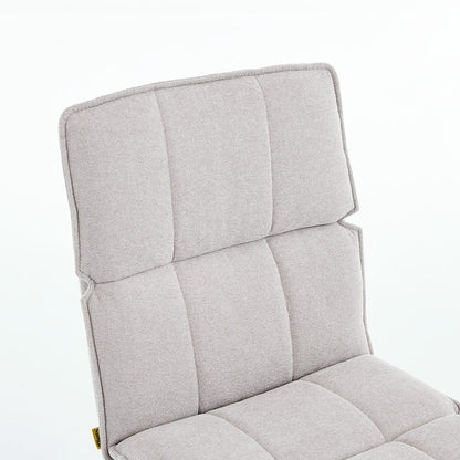 Grey Luxe Panel Stitch Swivel Chair with Wooden Legs - The Furniture Warehouse