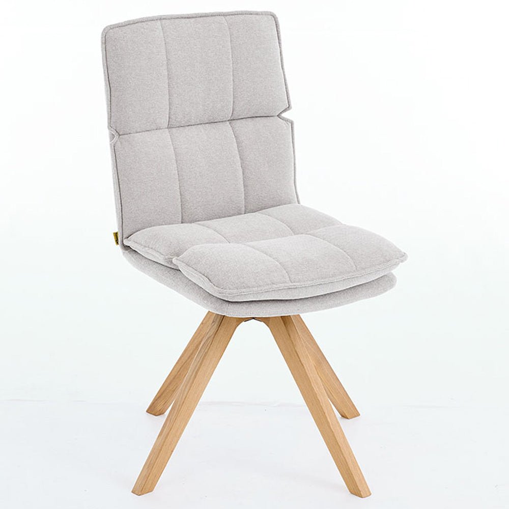 Grey Luxe Panel Stitch Swivel Chair with Wooden Legs - The Furniture Warehouse