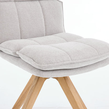Grey Luxe Panel Stitch Swivel Chair with Wooden Legs - The Furniture Warehouse