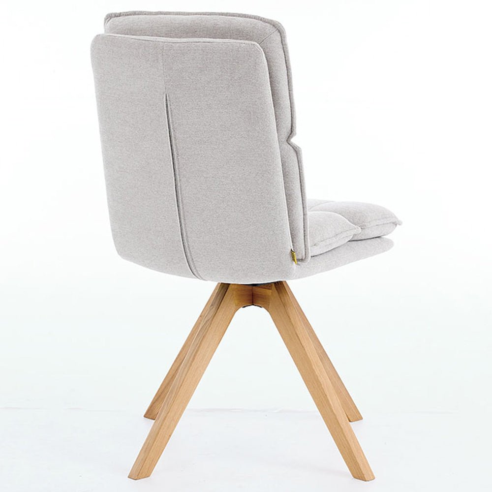 Grey Luxe Panel Stitch Swivel Chair with Wooden Legs - The Furniture Warehouse