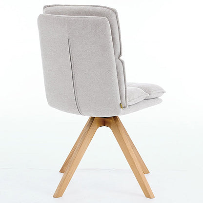 Grey Luxe Panel Stitch Swivel Chair with Wooden Legs - The Furniture Warehouse