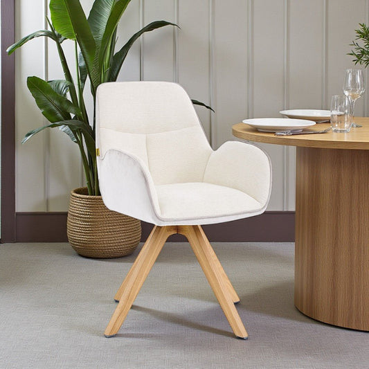 Grey Luxe T Stitch Swivel Chair with Wooden Legs - The Furniture Warehouse