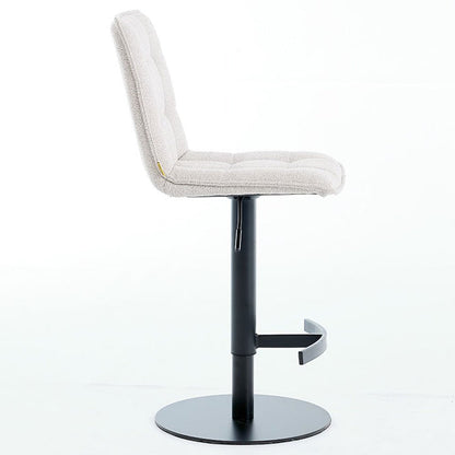 Grey Panel Stitch Bar Stool with Metal Legs - The Furniture Warehouse