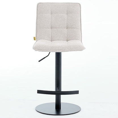 Grey Panel Stitch Bar Stool with Metal Legs - The Furniture Warehouse