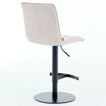 Grey Panel Stitch Bar Stool with Metal Legs - The Furniture Warehouse
