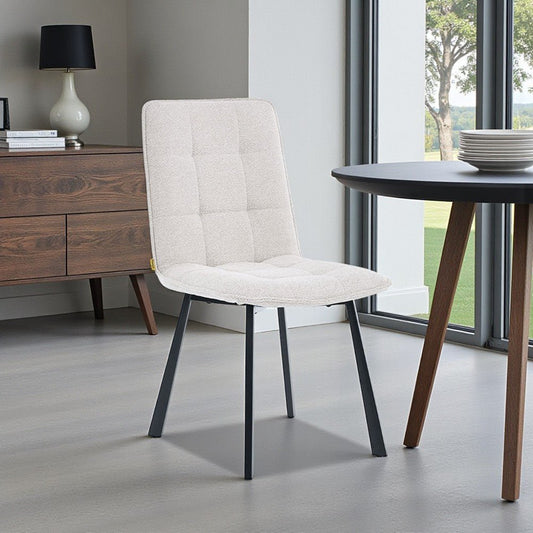 Grey Panel Stitch Chair with Metal Legs - The Furniture Warehouse