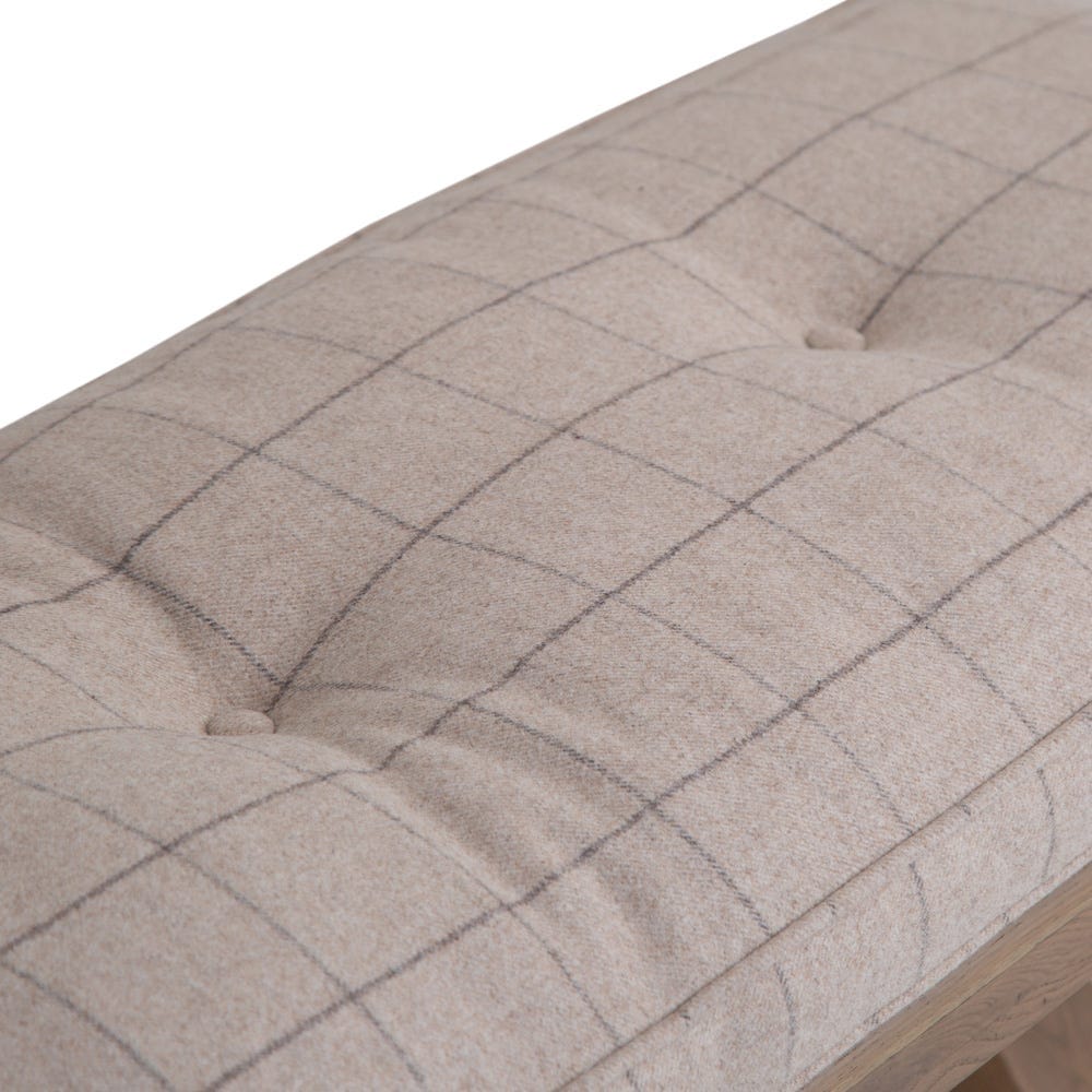 Wessex Smoked Oak Natural Check Cushion for 2.0m Bench