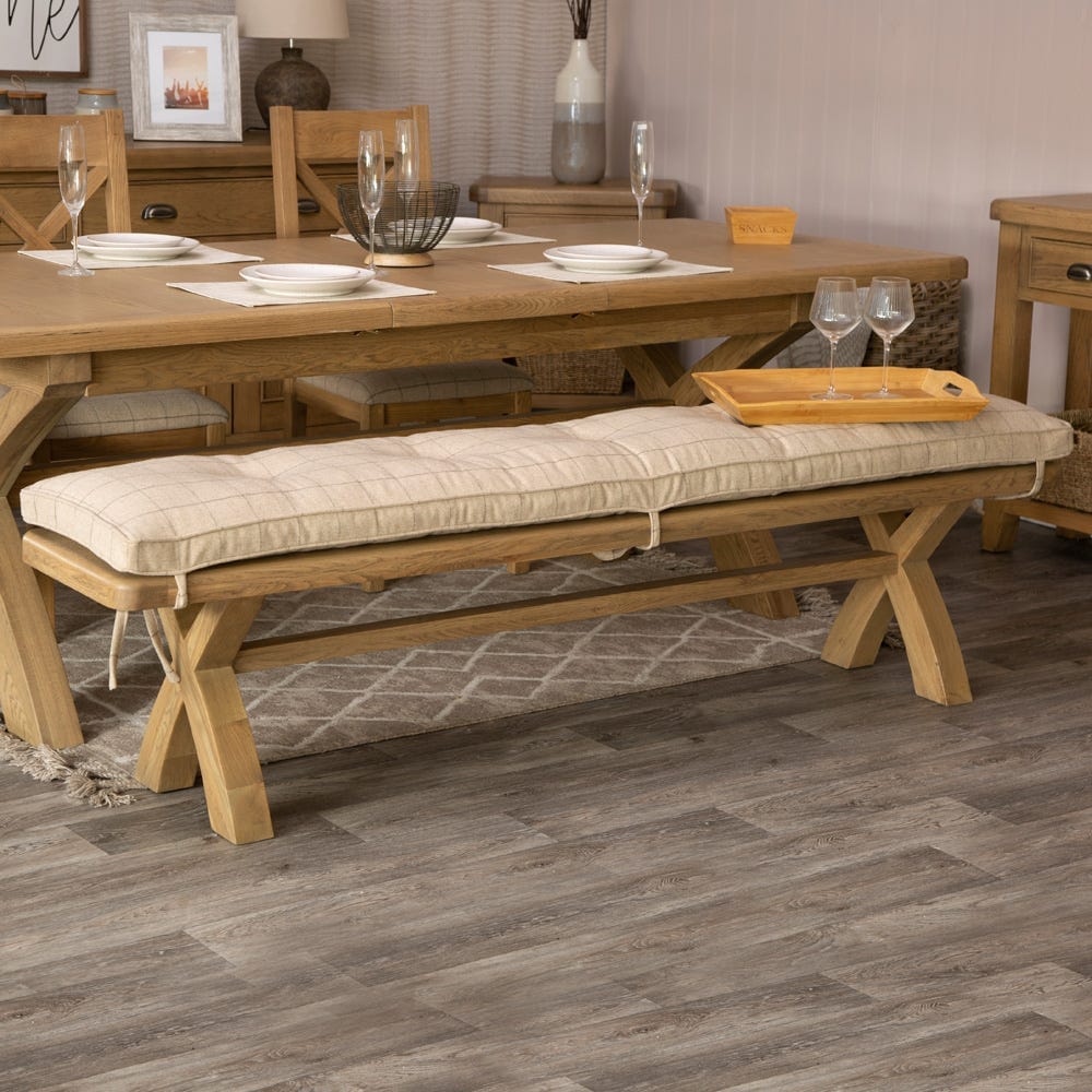 Wessex Smoked Oak Natural Check Cushion for 2.0m Bench