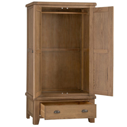 Wessex Smoked Oak 2 Door Wardrobe with Drawer