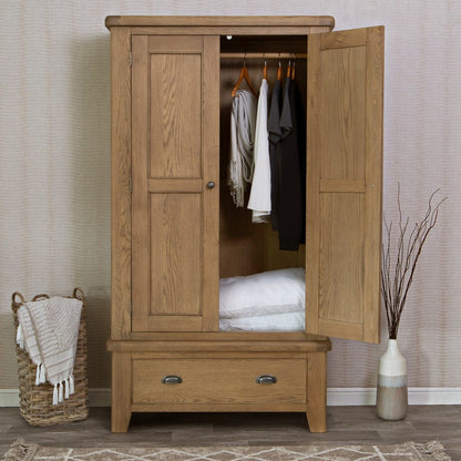 Wessex Smoked Oak 2 Door Wardrobe with Drawer