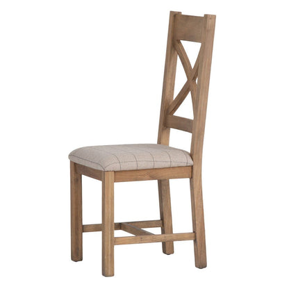 Wessex Smoked Oak Cross Back Dining Chair With Natural Check Seat