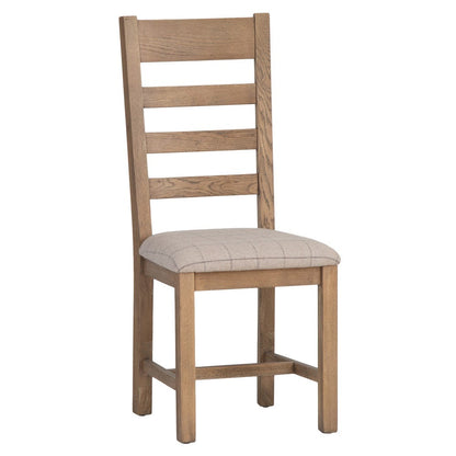 Wessex Smoked Oak Ladder Back Dining Chair With Natural Check Seat