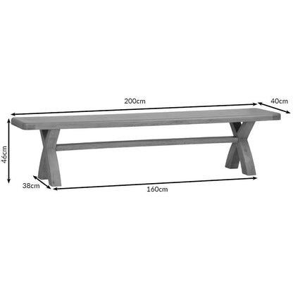 Wessex Smoked Oak 2.0m Cross Leg Bench