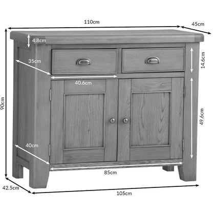 Wessex Smoked Oak Small 2 Drawer 2 Door Sideboard
