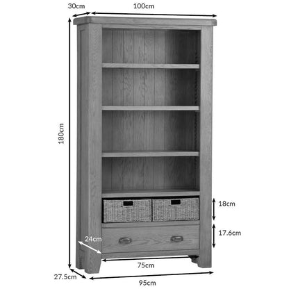 Wessex Smoked Oak Large Bookcase
