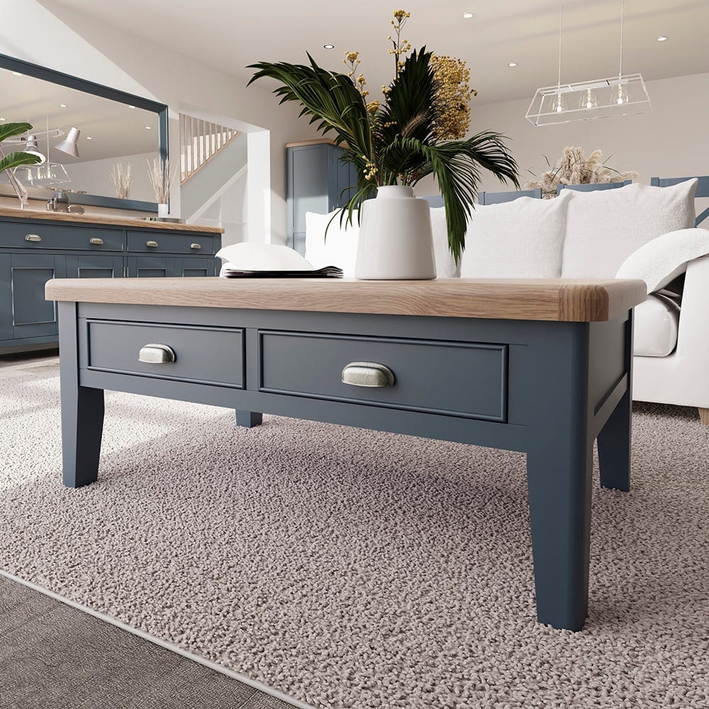 Wessex Smoked Oak Blue Painted Large Coffee Table