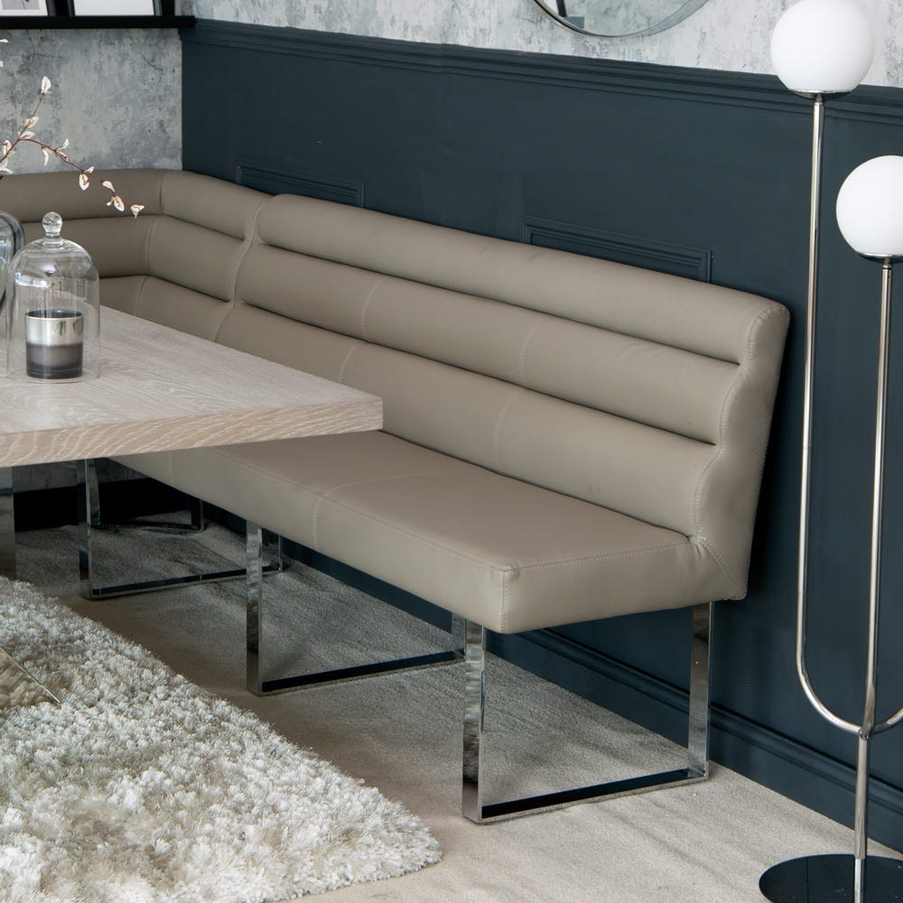 Milan Chrome & Oak 1.8m Bench with Back