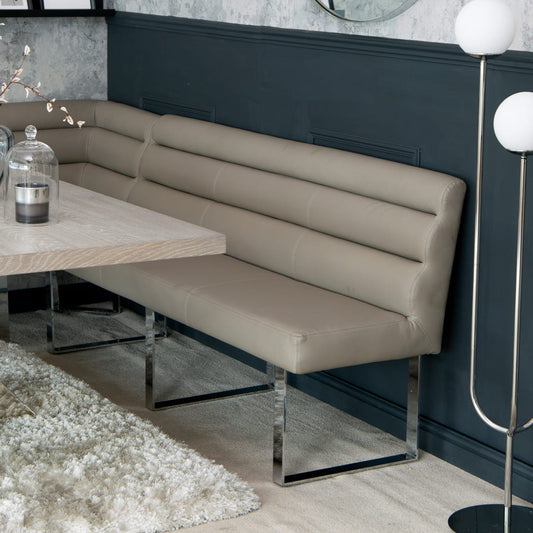 Milan Chrome & Oak 1.8m Bench with Back