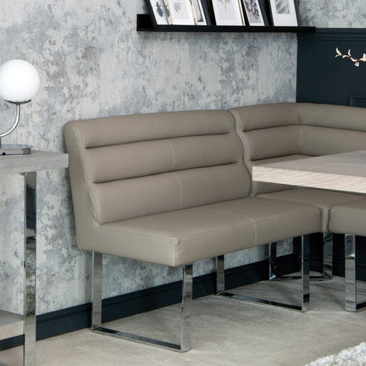 Milan Chrome & Oak 1.0m Bench with Back