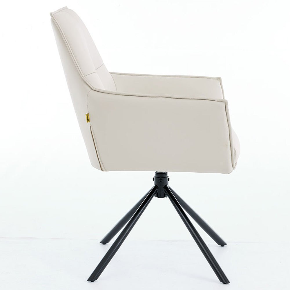 Light Grey Luxe Cross Stitch Swivel Chair with Metal Legs - The Furniture Warehouse