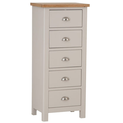 Rutland Painted Oak 5 Drawer Tallboy