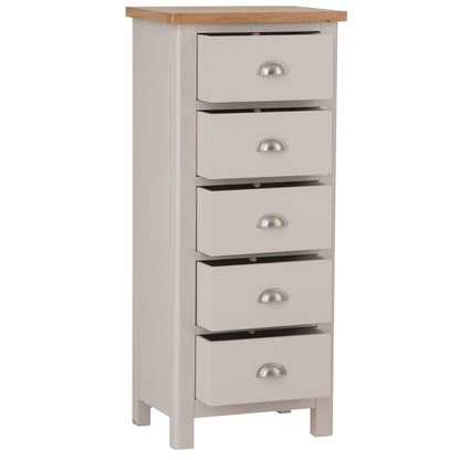 Rutland Painted Oak 5 Drawer Tallboy