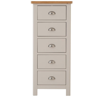 Rutland Painted Oak 5 Drawer Tallboy