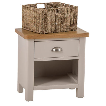 Rutland Painted Oak 1 Drawer 1 Wicker Basket Cabinet