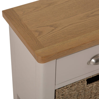 Rutland Painted Oak 1 Drawer 1 Wicker Basket Cabinet