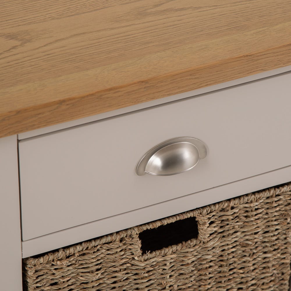 Rutland Painted Oak 1 Drawer 1 Wicker Basket Cabinet