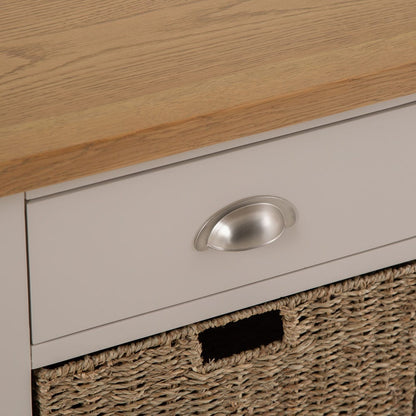 Rutland Painted Oak 1 Drawer 1 Wicker Basket Cabinet