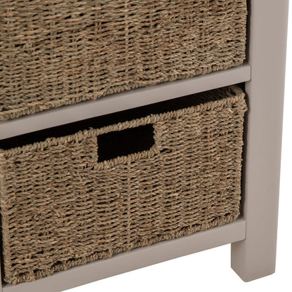 Rutland Painted Oak 1 Drawer 3 Wicker Basket Cabinet