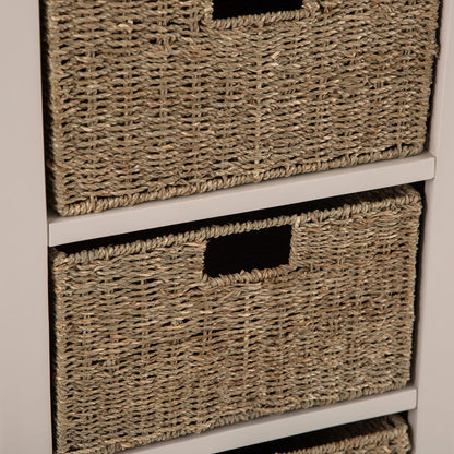 Rutland Painted Oak 1 Drawer 3 Wicker Basket Cabinet