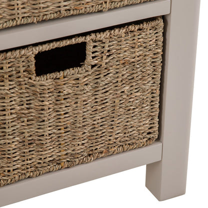 Rutland Painted Oak 2 Drawer 4 Wicker Basket Cabinet