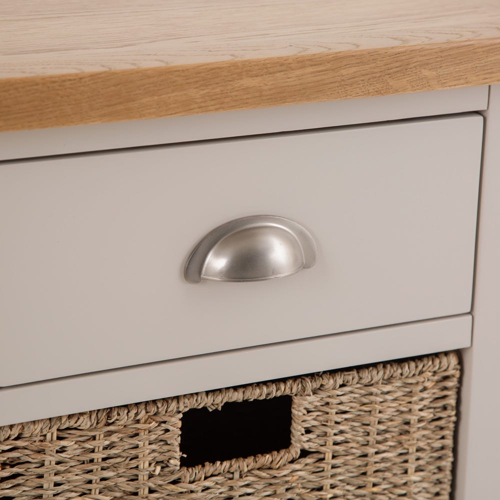 Rutland Painted Oak 2 Drawer 4 Wicker Basket Cabinet