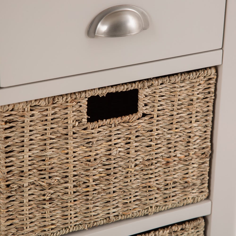 Rutland Painted Oak 2 Drawer 4 Wicker Basket Cabinet