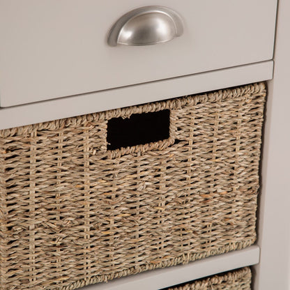 Rutland Painted Oak 2 Drawer 4 Wicker Basket Cabinet