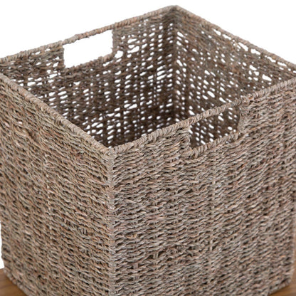 Rutland Blue Painted Oak Hall Bench with Wicker Baskets