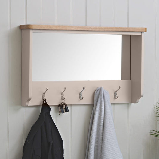 Rutland Painted Oak Mirrored Coat Rack