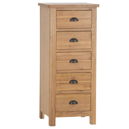 Rutland Oak 5 Drawer Tallboy