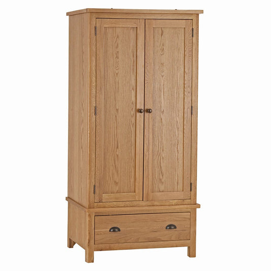 Rutland Oak 2 Door Wardrobe with Drawer