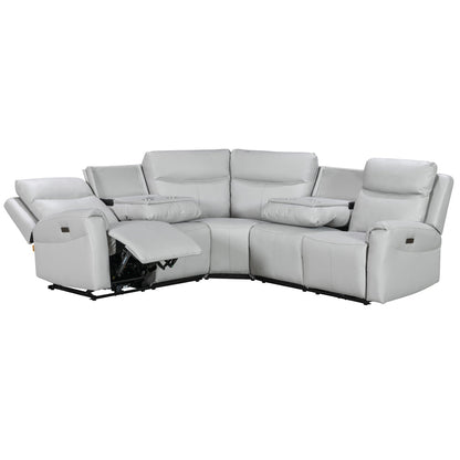Turin Dove Grey Power Corner Sofa (2 Corner 2) - The Furniture Warehouse