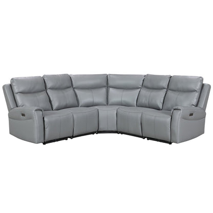 Turin Dusk Grey Power Corner Sofa (2 Corner 2) - The Furniture Warehouse